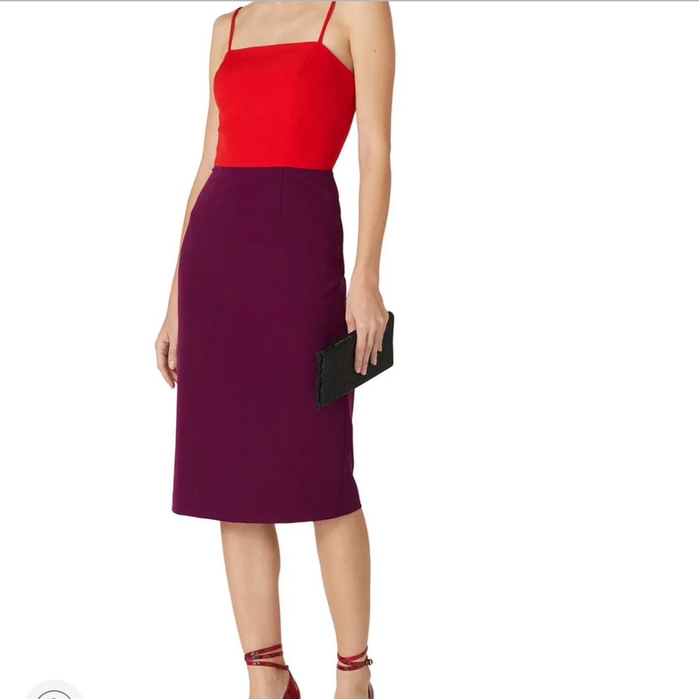 Milly Cady Two Tone Pencil Dress, Red Purple